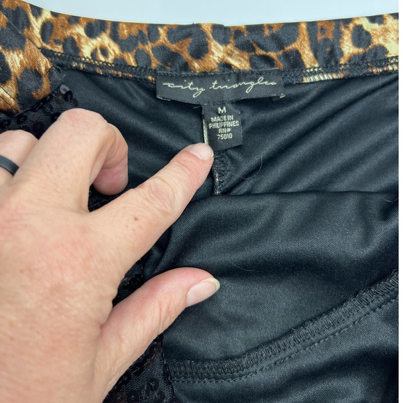 City Triangles Y2K Juniors Black Sequin Ruched Strapless Cheetah Party Dress M - Picture 5 of 6